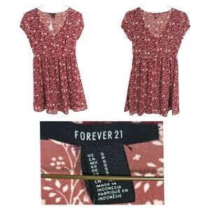 Forever 21 Rose Red Floral Mini Dress